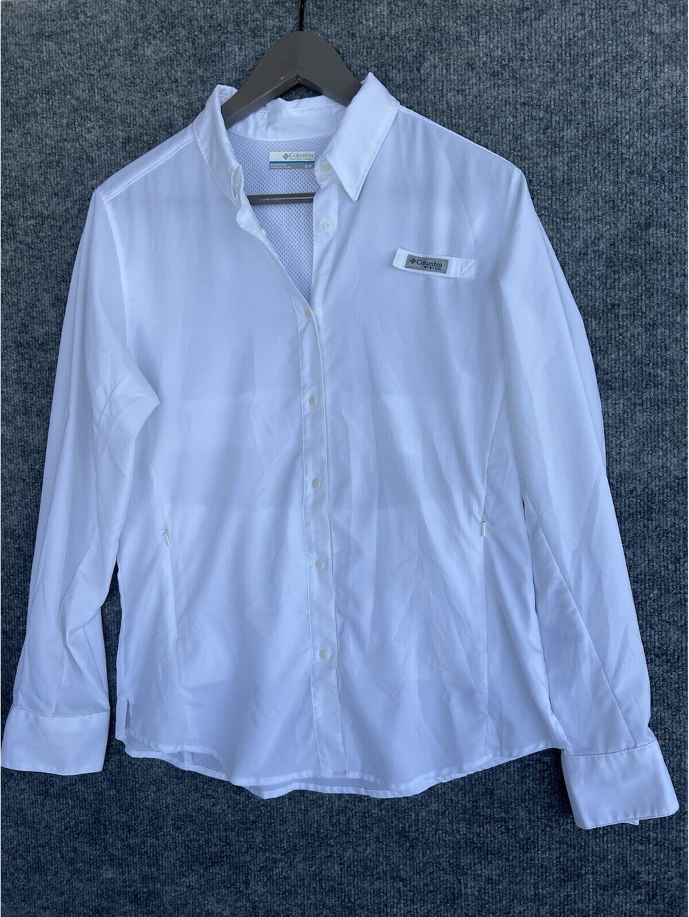 Columbia PFG Womens White Long Sleeve Fishing Shirt Ventilated Size Medium